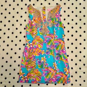 Lilly Pulitzer Embroidered Multicolor Gabby Shift Dress Size 0